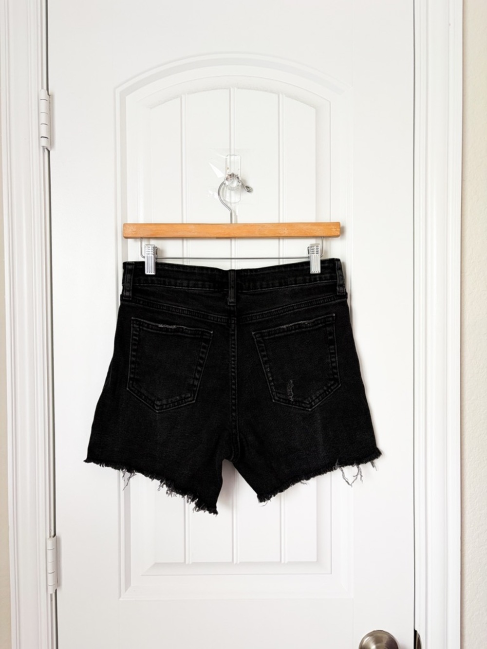 Just Black Denim Black Distressed Shorts Size Medium - Picture 2 of 2